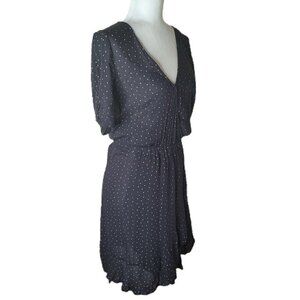 Lucky Brand Black & White Polka Dot Surplice A-Line Dress Size Small